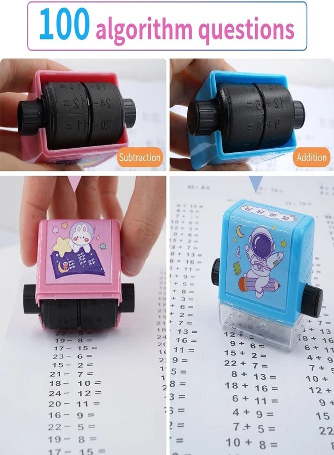 Orrda Addition and Subtraction Teaching Stamps for Kids | Plastic Roller Design Teaching Stamp | Math Stamps Practice Tools Educational Toy for Preschool Supplies (Multicolor) - Image 4